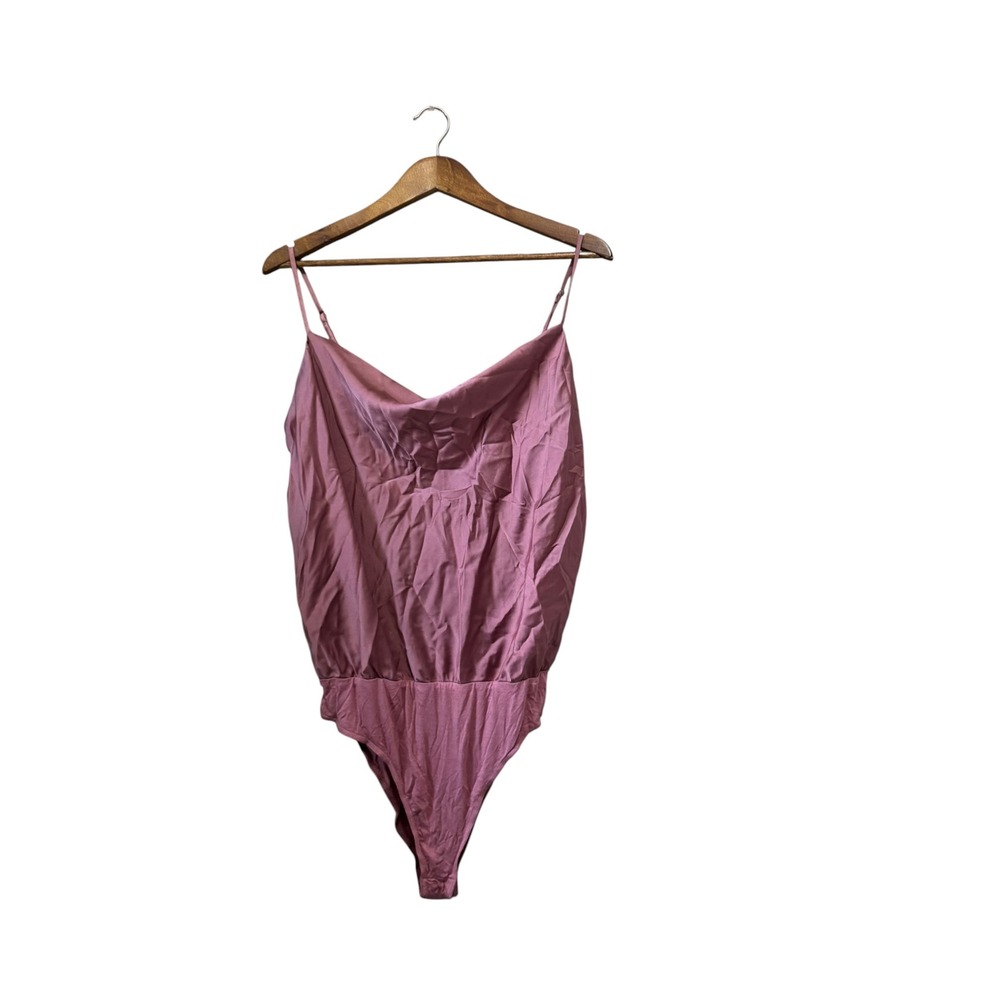 Heatherly Bodysuit Women LP Pink Excellent Cowl Neck Satin Adjustable Straps